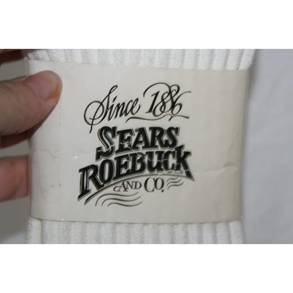 Vintage Socks 10-13 Crew 1990's Hi Bulk Orlon Acrylic Sears Roebuck White NOS.